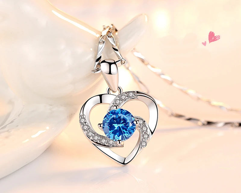 YANHUI Original Tibetan Silver  Heart Love Forever Pendant Necklace + Velvet Bag