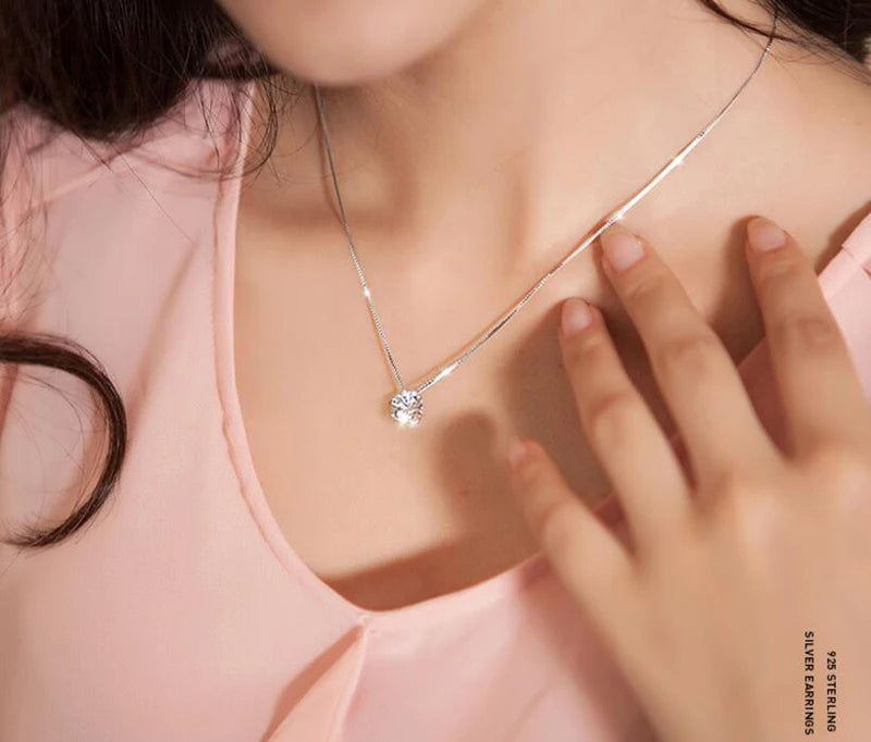 Real Tibetan Silver Necklace Women's Fashion Jewelry High Quality Crystal Zircon Round Retro Simple Pendant Necklace 40/45/50CM