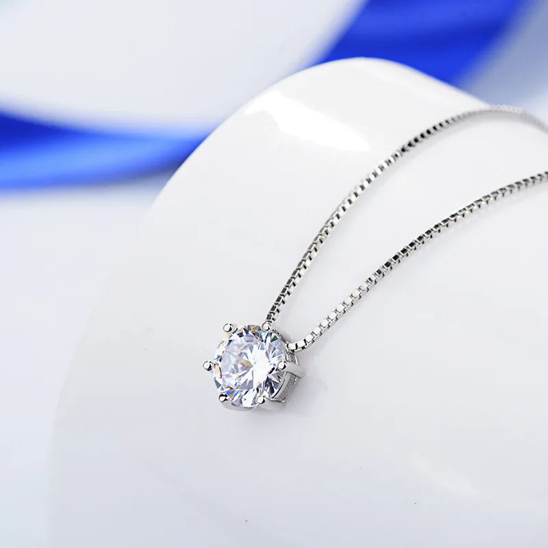 Real Tibetan Silver Necklace Women's Fashion Jewelry High Quality Crystal Zircon Round Retro Simple Pendant Necklace 40/45/50CM