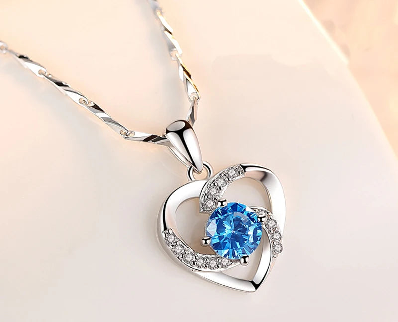 YANHUI Original Tibetan Silver  Heart Love Forever Pendant Necklace + Velvet Bag