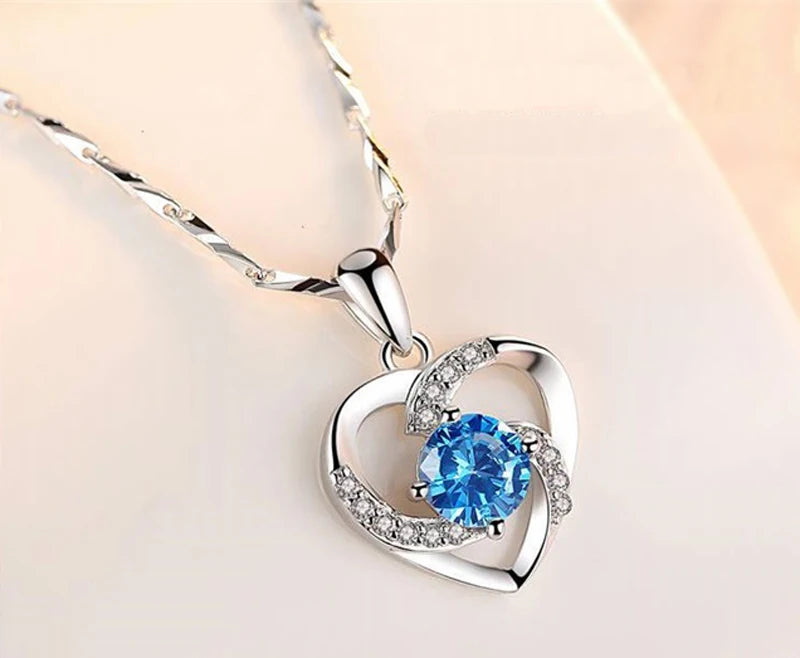 YANHUI Original Tibetan Silver  Heart Love Forever Pendant Necklace + Velvet Bag