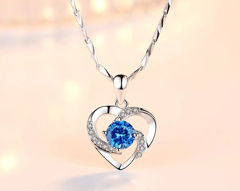 YANHUI Original Tibetan Silver  Heart Love Forever Pendant Necklace + Velvet Bag