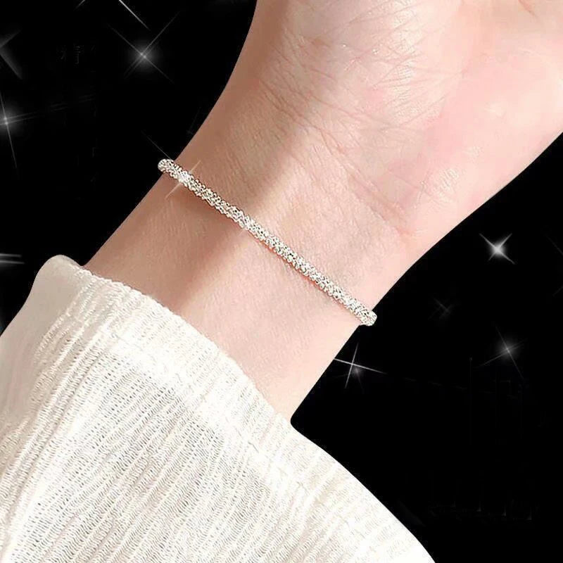 Sparkling Gypsophila Bracelet Allergy Free Real White Tibetan Silver Adjustable Bracelet Bangle for Women Party Wedding Jewelry