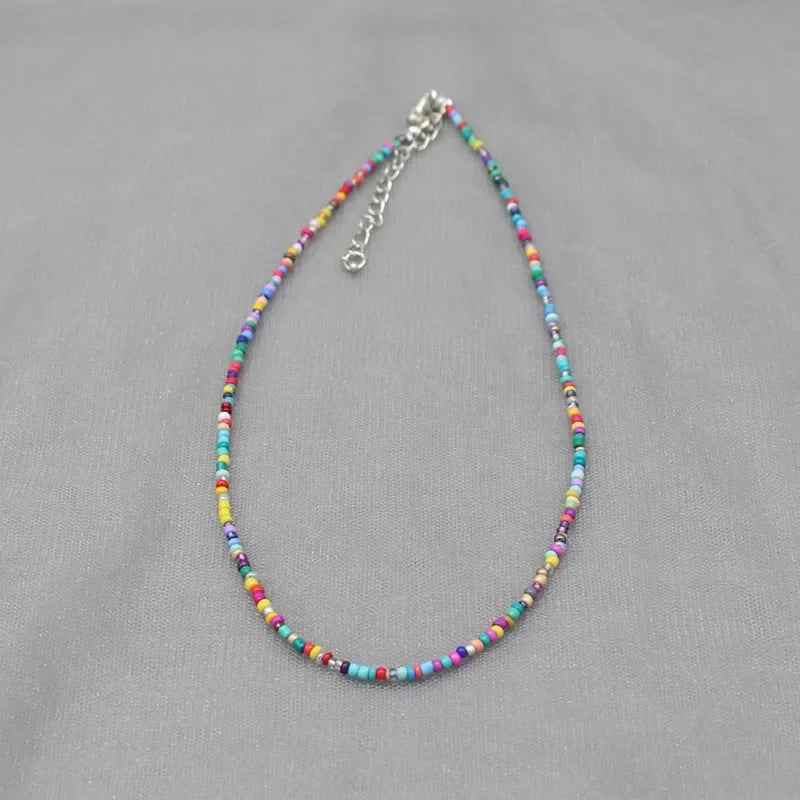 Bohemia Simple Seed Beads Choker Necklace Women String Collar Charm Colorful Handmade Bohemia Jewelry Gift Fashion Jewelry Gift