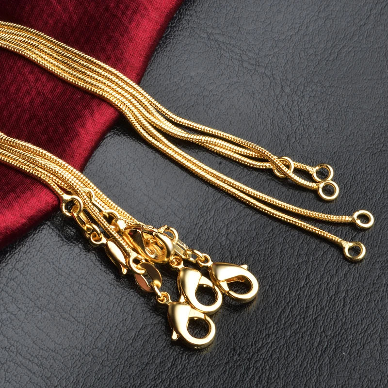 YANHUI Wholesale Pure Gold Plating 1mm Snake Necklace Women Fashion Jewelry With 18KRGP Stamp Choker Necklace 16-30inches N027