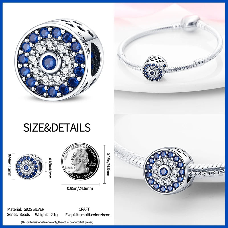 Authentic Evil Eye 925 Sterling Silver Classic Charm Beads For Trendy Original Pandora Bracelet Exquisite DIY Jewelry Making