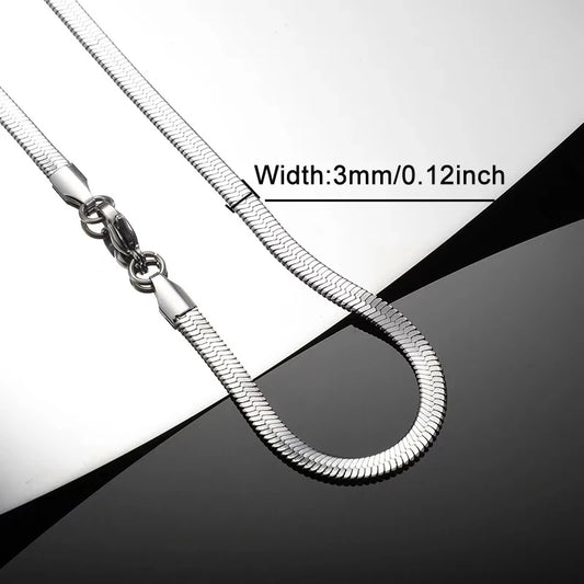 Non-fading Titanium Steel Necklace Women Men Fashion Jewelry Sexy 3mm Solid Snake Bone Clavicle Necklace With Velvet Cloth Bag