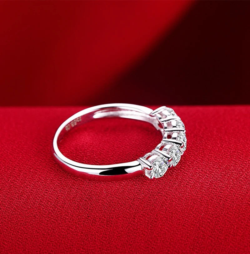 Original Certified Tibetan Silve Ring Luxury Band Zircon Rings For Women Eternity Promise CZ Crystal Finger Ring Wedding Jewelry