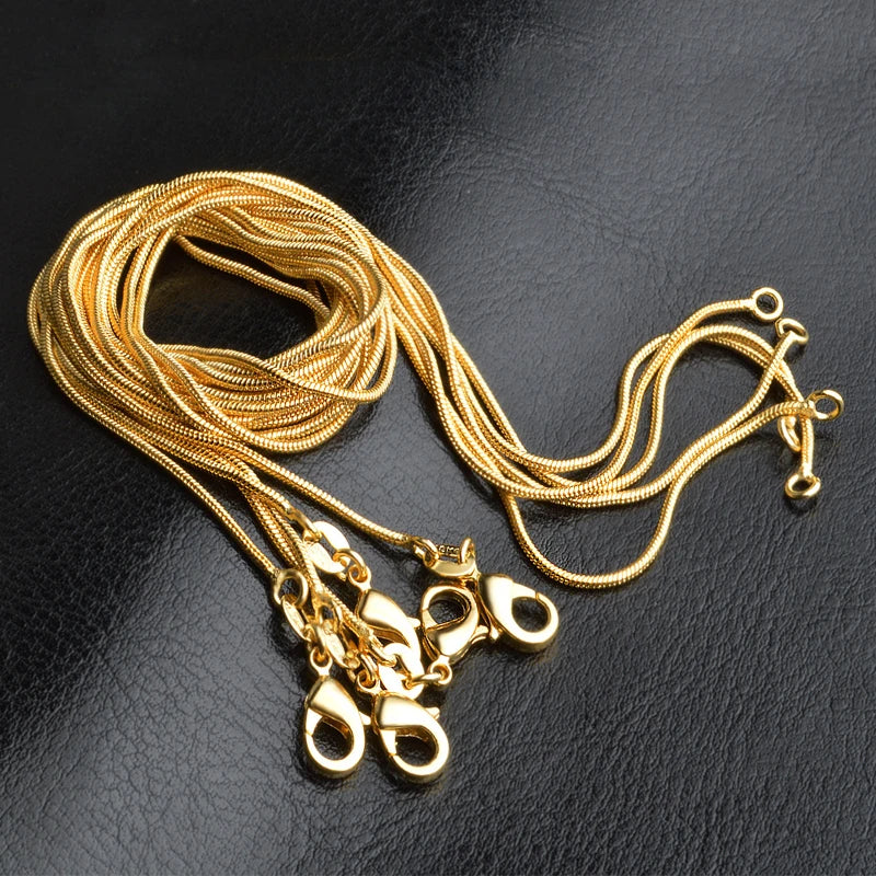 YANHUI Wholesale Pure Gold Plating 1mm Snake Necklace Women Fashion Jewelry With 18KRGP Stamp Choker Necklace 16-30inches N027