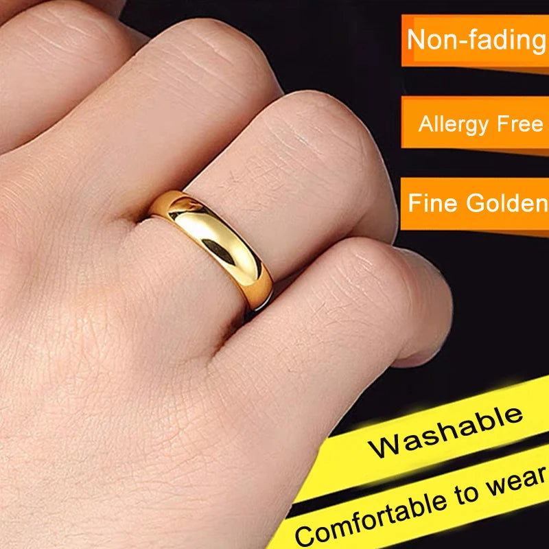 100% Original 18K Gold Plating Rings for Women Men Proposal Wedding Band Lover's Gift Jewelry