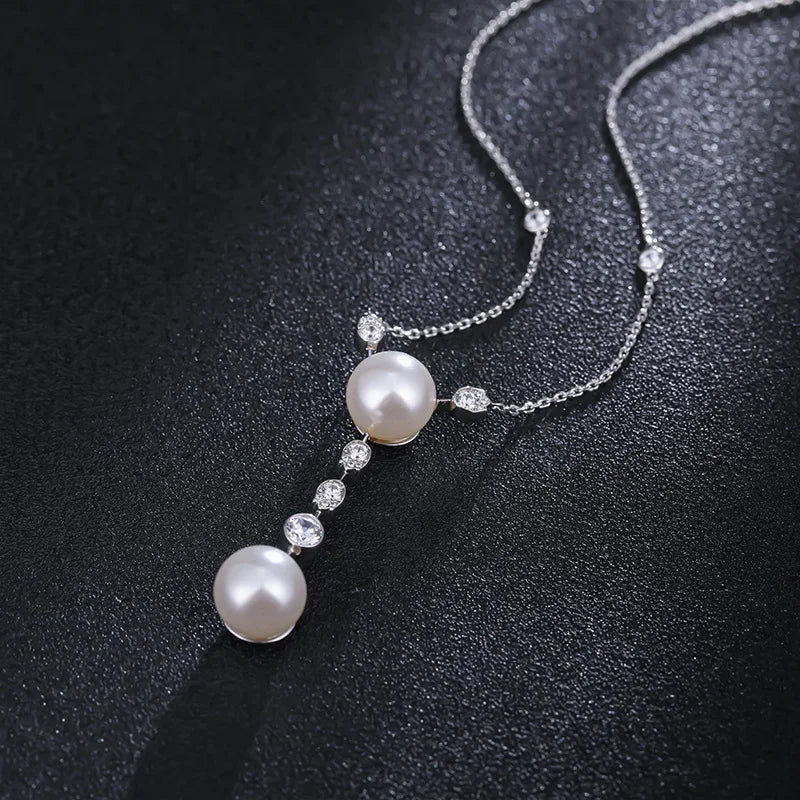 pearl tassel full body 925 sterling silver pearl necklace (chain included)