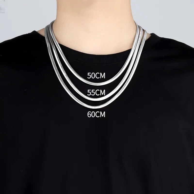 Non-fading Titanium Steel Necklace Women Men Fashion Jewelry Sexy 3mm Solid Snake Bone Clavicle Necklace With Velvet Cloth Bag