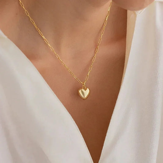 Stainless Steel Love Heart Necklace For Women 2023 New Trendy Lip Chain Simple Pendant Necklace Jewelry free shipping