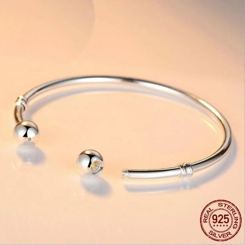 YANHUI 100% Genuine Tibetan Silver Bangle Bracelet Fit Original European Charms Beads Bracelet  Jewelry DIY Gift for Women