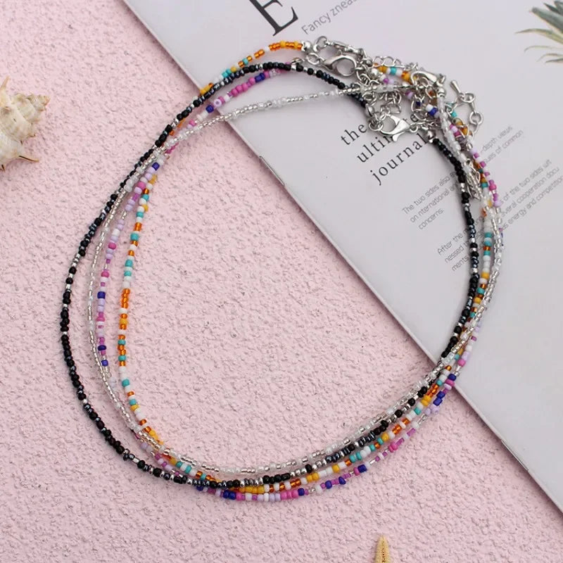 Bohemia Simple Seed Beads Choker Necklace Women String Collar Charm Colorful Handmade Bohemia Jewelry Gift Fashion Jewelry Gift