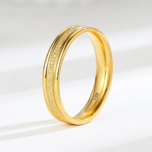 Never Fade Original Frosted Gold Color Rings For Women and Men Simple 4mm Couple Wedding Band Engagement Token Gift Jewelry