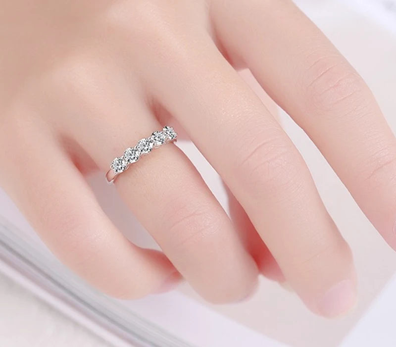 Original Certified Tibetan Silve Ring Luxury Band Zircon Rings For Women Eternity Promise CZ Crystal Finger Ring Wedding Jewelry