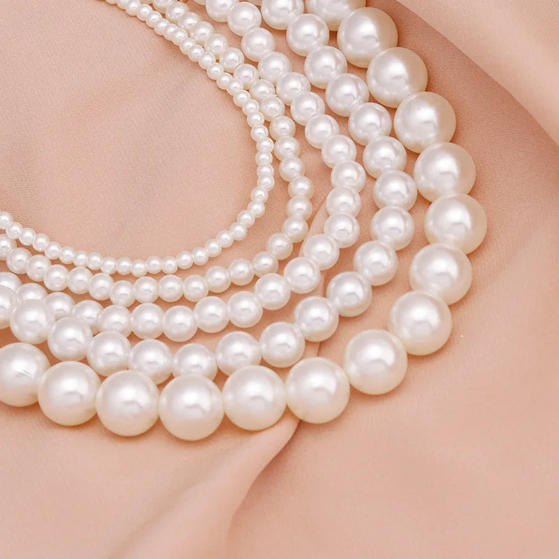 Elegant Big White Imitation Pearl Beads Choker Clavicle Chain Necklace for Women Wedding  Vintage Pearl Jewelry Collar 2023 New