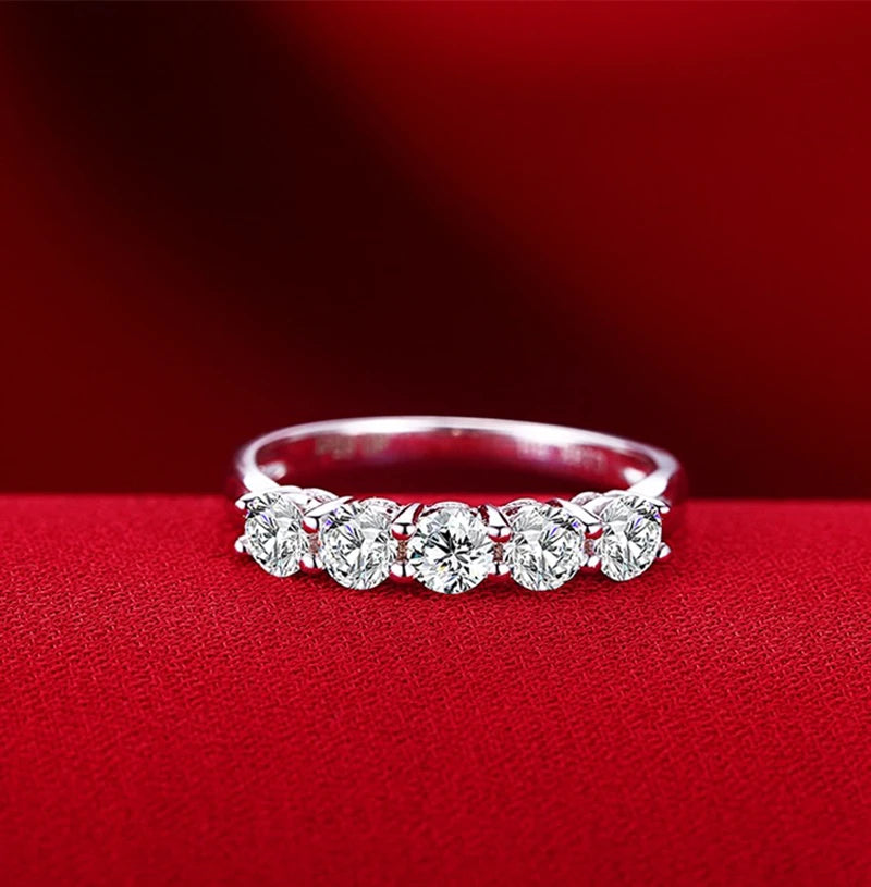 Original Certified Tibetan Silve Ring Luxury Band Zircon Rings For Women Eternity Promise CZ Crystal Finger Ring Wedding Jewelry