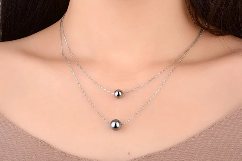 YANHUI New Fashion European Female Double Layer Pearl Pendant Necklace Vintage Necklace Women Tibetan Silver  Jewelry ND135